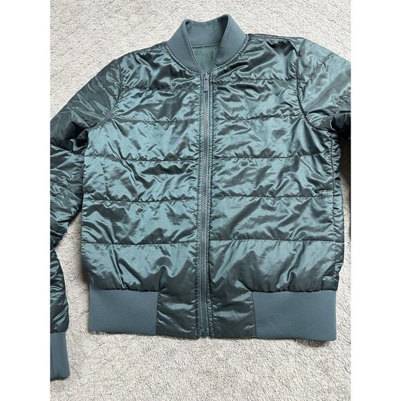 Lululemon Non-Stop Bomber Jacket Womens 4‎ Teal Shadow Green Reversible Full Zip - Picture 2 of 10
